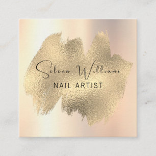 Tarjeta De Visita Cuadrada Elegante Brush Stroke Gold Champaign Minimalista
