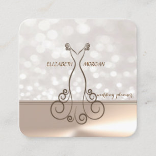 Tarjeta De Visita Cuadrada Elegante Chic Profesional Bokeh, Vestido