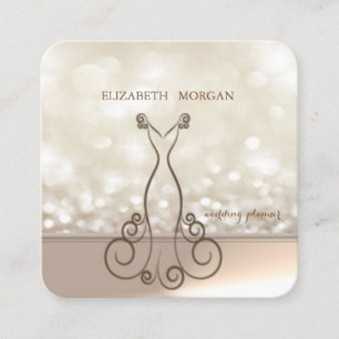 Tarjeta De Visita Cuadrada Elegante Chic Profesional Bokeh, Vestido