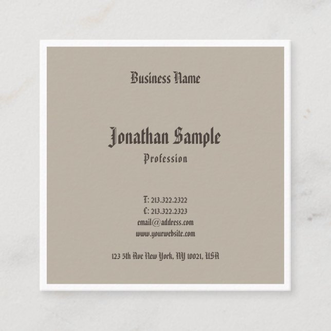 Tarjeta De Visita Cuadrada Elegante Classic Design American Text Guay Nostalg (Anverso)