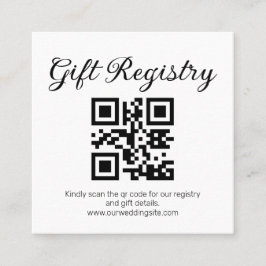 Tarjeta De Visita Cuadrada elegante código QR de registro de regalos minimali