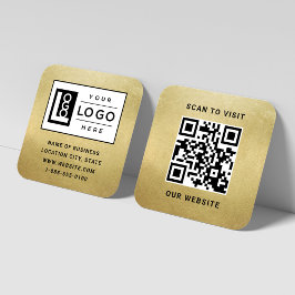 Tarjeta De Visita Cuadrada Elegante código QR del sitio web con logotipo de p