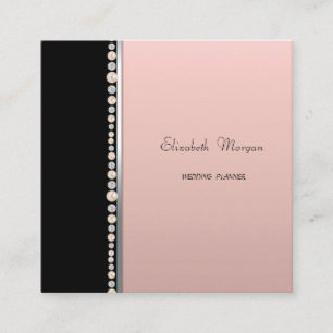 Tarjeta De Visita Cuadrada Elegante con Estilo Profesional, Negro, Perlas