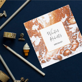 Tarjeta De Visita Cuadrada Elegante coral blanco cuadro de mármol profesional