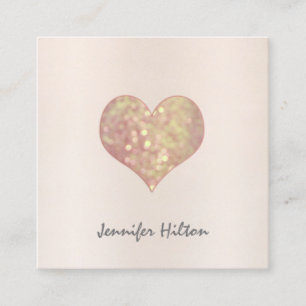Tarjeta De Visita Cuadrada Elegante corazón minimalista rosa de oro