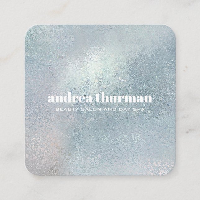 Tarjeta De Visita Cuadrada Elegante cristalino azul cristalino iridiscente (Anverso)