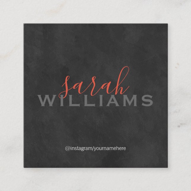 Tarjeta De Visita Cuadrada Elegante Cursiva Profesional / Gris (Anverso)