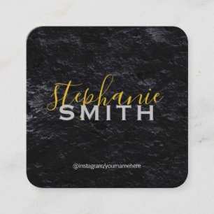 Tarjeta De Visita Cuadrada Elegante Cursiva Profesional / Slate