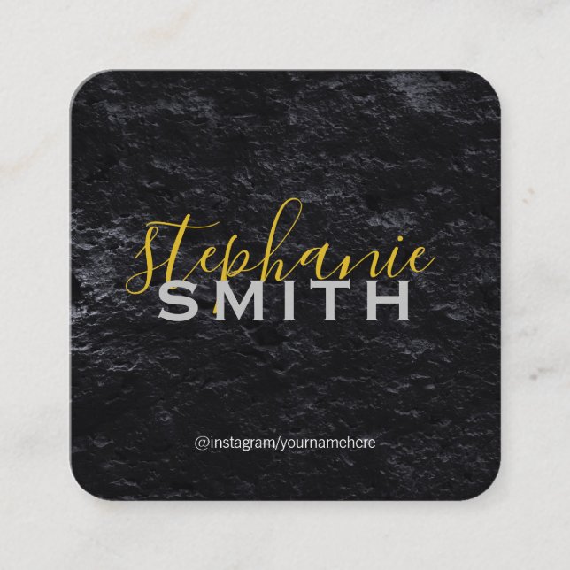Tarjeta De Visita Cuadrada Elegante Cursiva Profesional / Slate (Anverso)