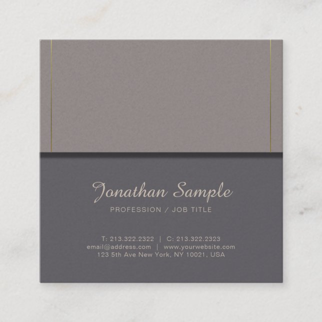 Tarjeta De Visita Cuadrada Elegante Director Gerente Elite Plain Luxury (Anverso)