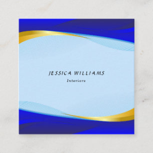 Tarjeta De Visita Cuadrada Elegante Diseñador de diseño de lujo Blue Gold S
