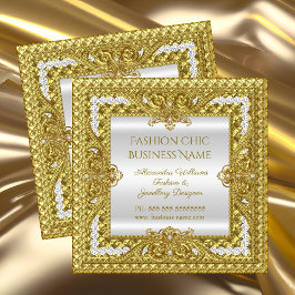 Tarjeta De Visita Cuadrada Elegante Diseñador de joyas de moda Diamantes de o