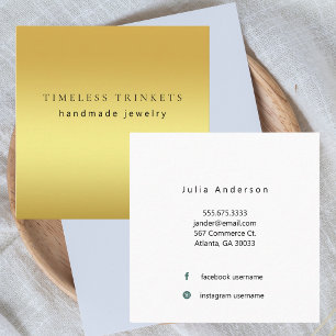 Tarjeta De Visita Cuadrada Elegante Diseñador de joyas moderno Gold