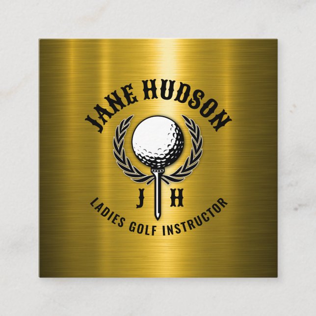 Tarjeta De Visita Cuadrada Elegante Diseño de Monograma de Golf Personalizado (Anverso)