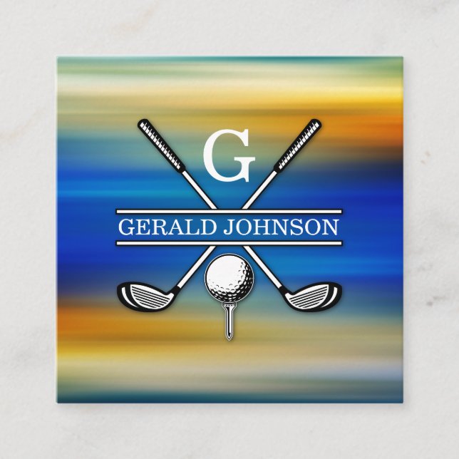 Tarjeta De Visita Cuadrada Elegante diseño de monograma de golf personalizado (Anverso)