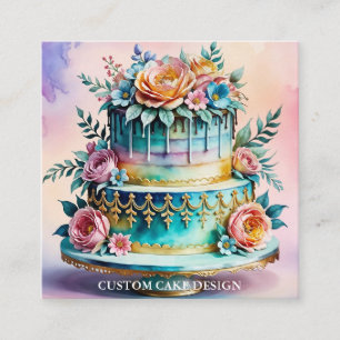 Tarjeta De Visita Cuadrada Elegante diseño de pasteles Personalizados