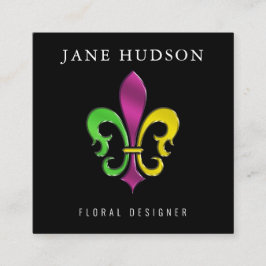 Tarjeta De Visita Cuadrada Elegante Diseño Fleur De Lis