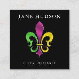 Tarjeta De Visita Cuadrada Elegante Diseño Fleur De Lis