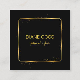 Tarjeta De Visita Cuadrada Elegante diseño metálico de oro negro