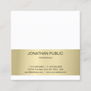 Tarjeta De Visita Cuadrada Elegante Diseño Minimalista Efecto Oro Modesto