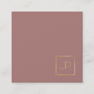 Tarjeta De Visita Cuadrada Elegante Diseño Monograma Dorado Plantilla Moderno