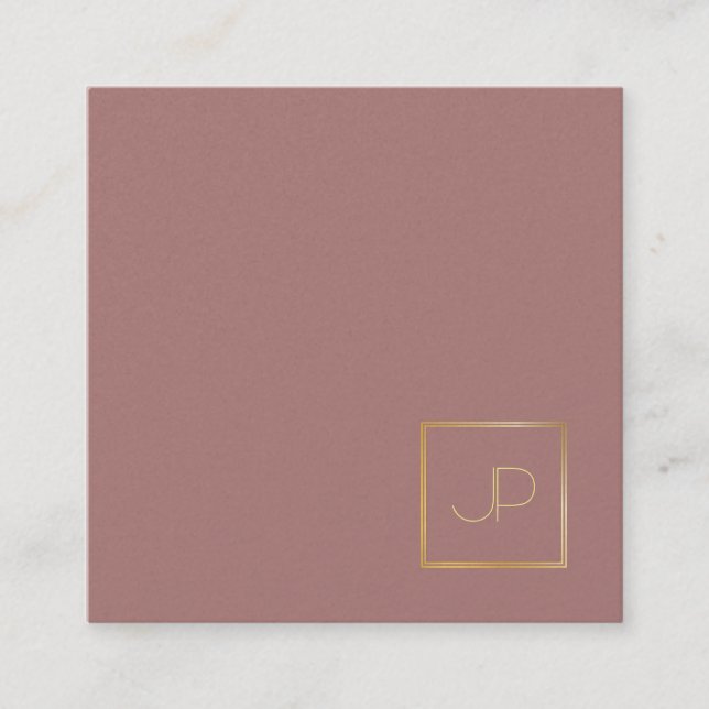 Tarjeta De Visita Cuadrada Elegante Diseño Monograma Dorado Plantilla Moderno (Anverso)