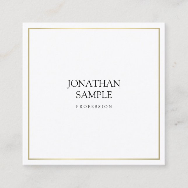 Tarjeta De Visita Cuadrada Elegante Diseño Simple Gold Profesional Moderno (Anverso)