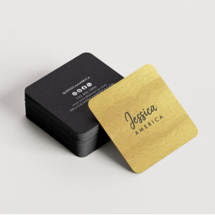 Tarjeta De Visita Cuadrada Elegante dorado brillante minimalista moderno prof