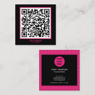 Tarjeta De Visita Cuadrada Elegante empresa de digitalización QR negro de col