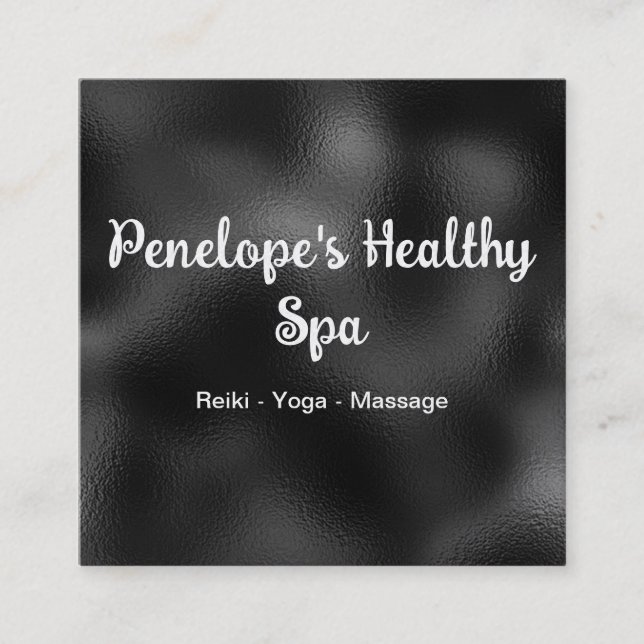 Tarjeta de visita cuadrada elegante en blanco y ne (Anverso)