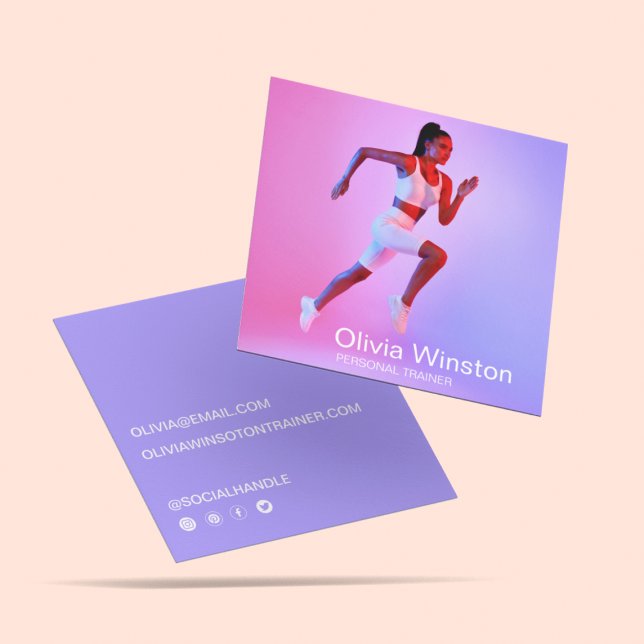 Tarjeta De Visita Cuadrada Elegante entrenador personal de fotografía limpia  (Subido por el creador)