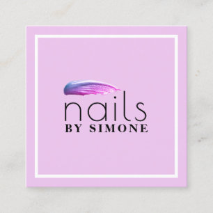 Tarjeta De Visita Cuadrada Elegante esmalte de uñas púrpura