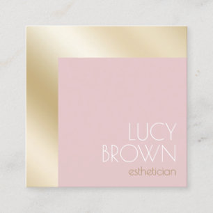 Tarjeta De Visita Cuadrada Elegante esteticista moderno de oro y rosa