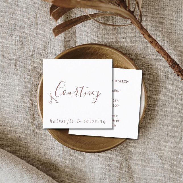 Tarjeta De Visita Cuadrada Elegante estilizado Rosa dorado de cabello blanco  (Subido por el creador)