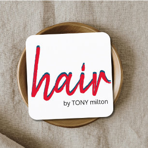 Tarjeta De Visita Cuadrada Elegante estilo de cabello blanco rojo y elegante