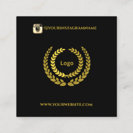 Tarjeta De Visita Cuadrada Elegante estilo moderno de oro negro