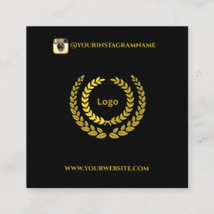 Tarjeta De Visita Cuadrada Elegante estilo moderno de oro negro