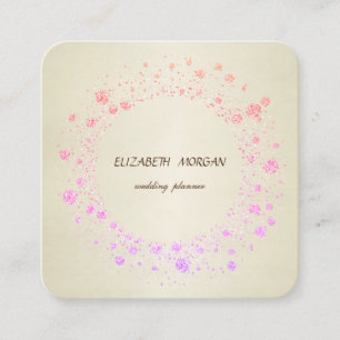 Tarjeta De Visita Cuadrada Elegante Estiloso Simple, Confeti