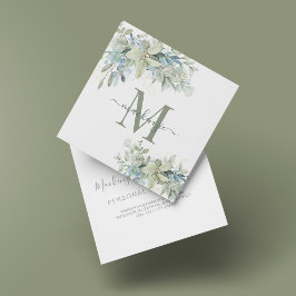 Tarjeta De Visita Cuadrada Elegante Eucalyptus Monograma Botánico Floral