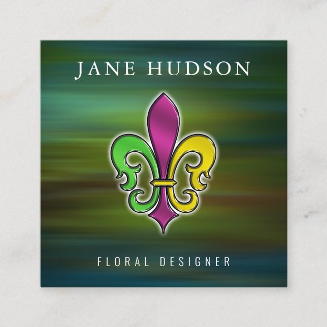 Tarjeta De Visita Cuadrada Elegante Fleur De Lis Design Square Business Card (Anverso)