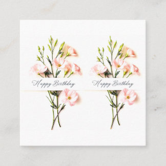Tarjeta De Visita Cuadrada Elegante Floral Cumpleaños Mano Texto Escrito