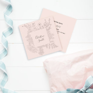 Tarjeta De Visita Cuadrada Elegante floral de primavera Minimalista Rubor ros