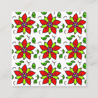 Tarjeta De Visita Cuadrada Elegante Floral Rojo