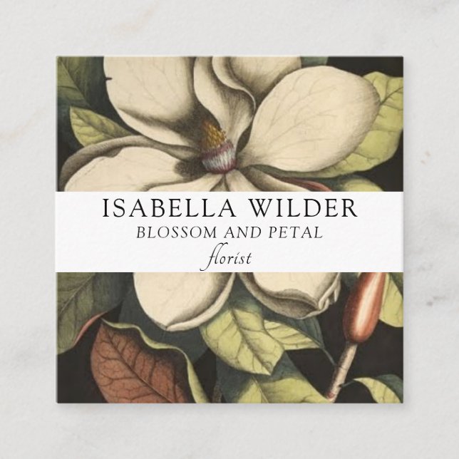 Tarjeta De Visita Cuadrada Elegante florista floral (Anverso)