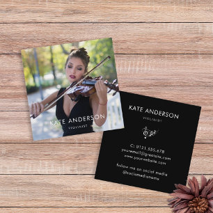 Tarjeta De Visita Cuadrada Elegante foto de un músico violinista moderno