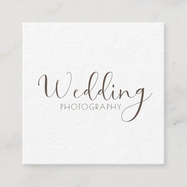 Tarjeta De Visita Cuadrada Elegante fotógrafo Boda moderado y blanco (Anverso)