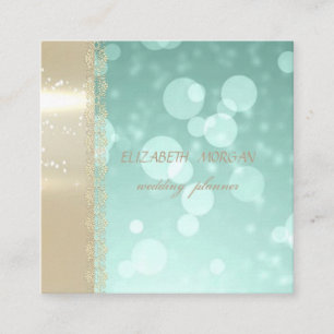 Tarjeta De Visita Cuadrada Elegante Glamour Moderno, Dorado Falso, Bokeh, Enc