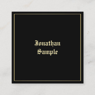 Tarjeta De Visita Cuadrada Elegante Gold Old English Script Professional