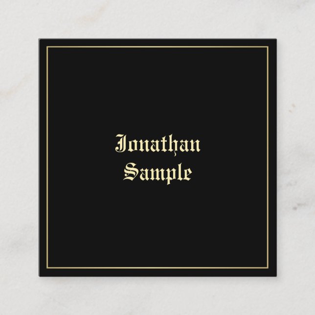 Tarjeta De Visita Cuadrada Elegante Gold Old English Script Professional (Anverso)