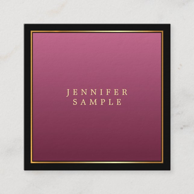 Tarjeta De Visita Cuadrada Elegante Gold Red Profesional Sofisticado Lujo (Anverso)